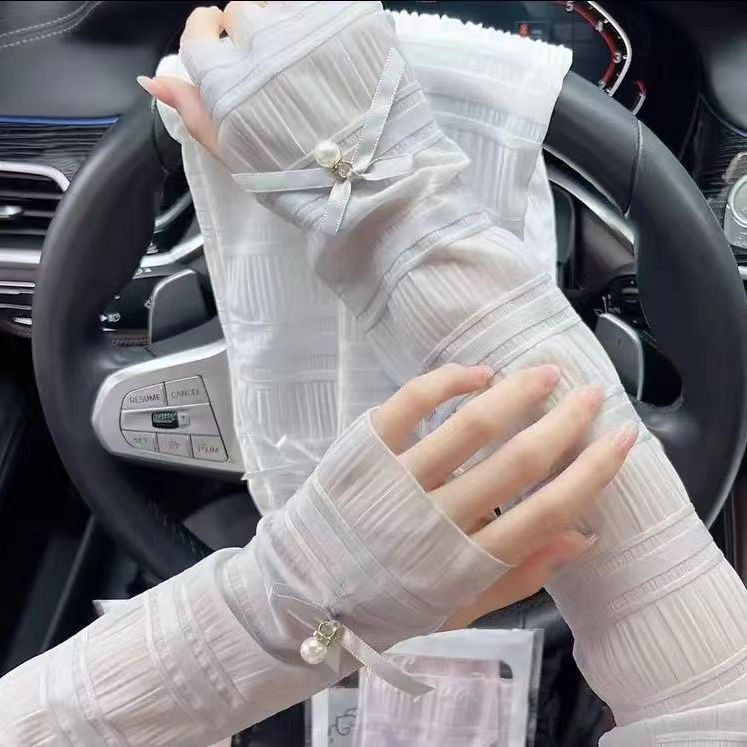 騎行開車防紫外線必備！-【蝴蝶結蕾絲防曬袖套】夏季必備防曬冰袖，怎麼搭配都好看-